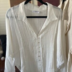 Carly Jean Los Angeles Cream Textured Blouse- “Trish”